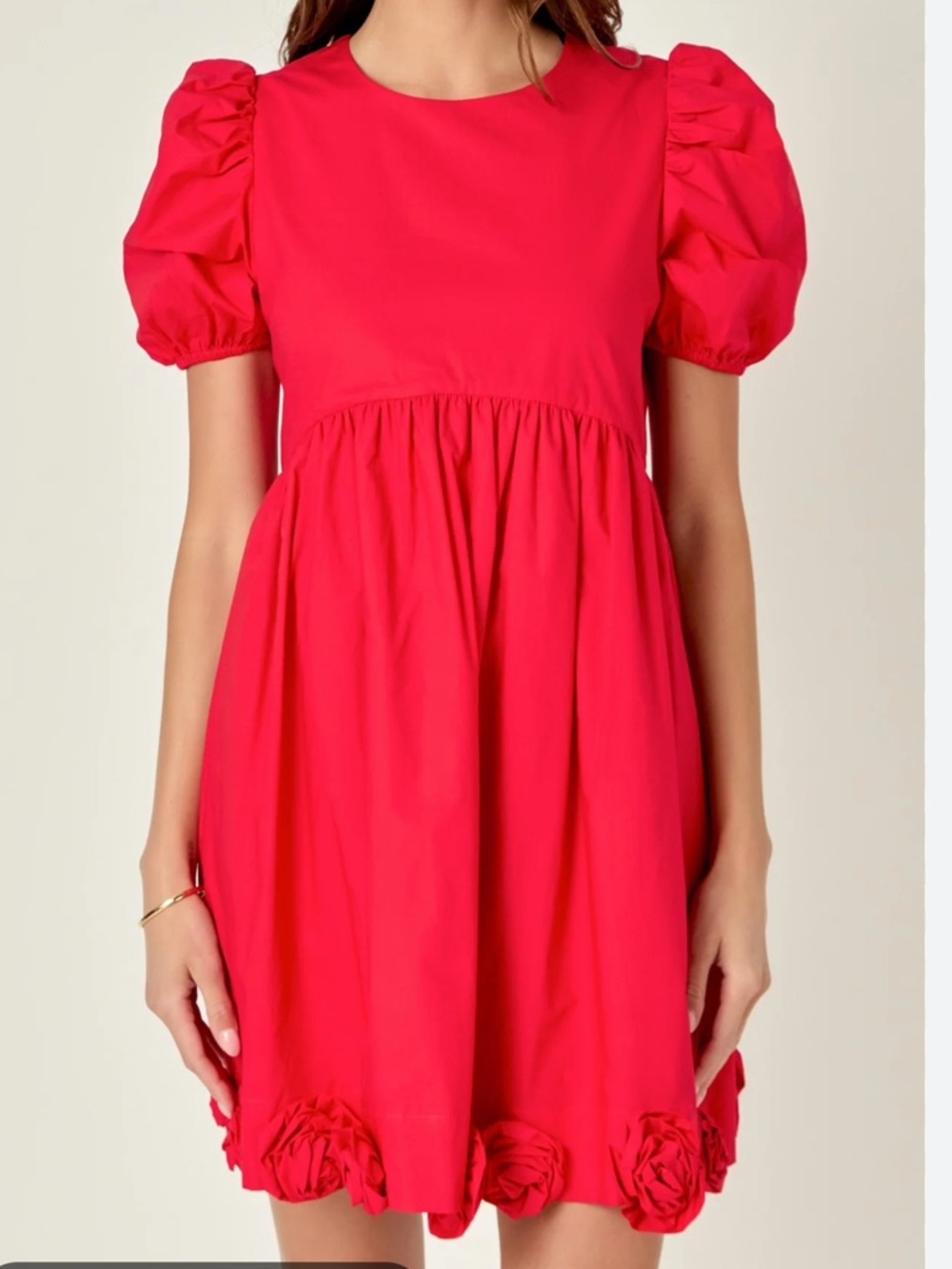 English Factory Poplin Corsage Mini Dress with Rosette Hem NWOT Medium